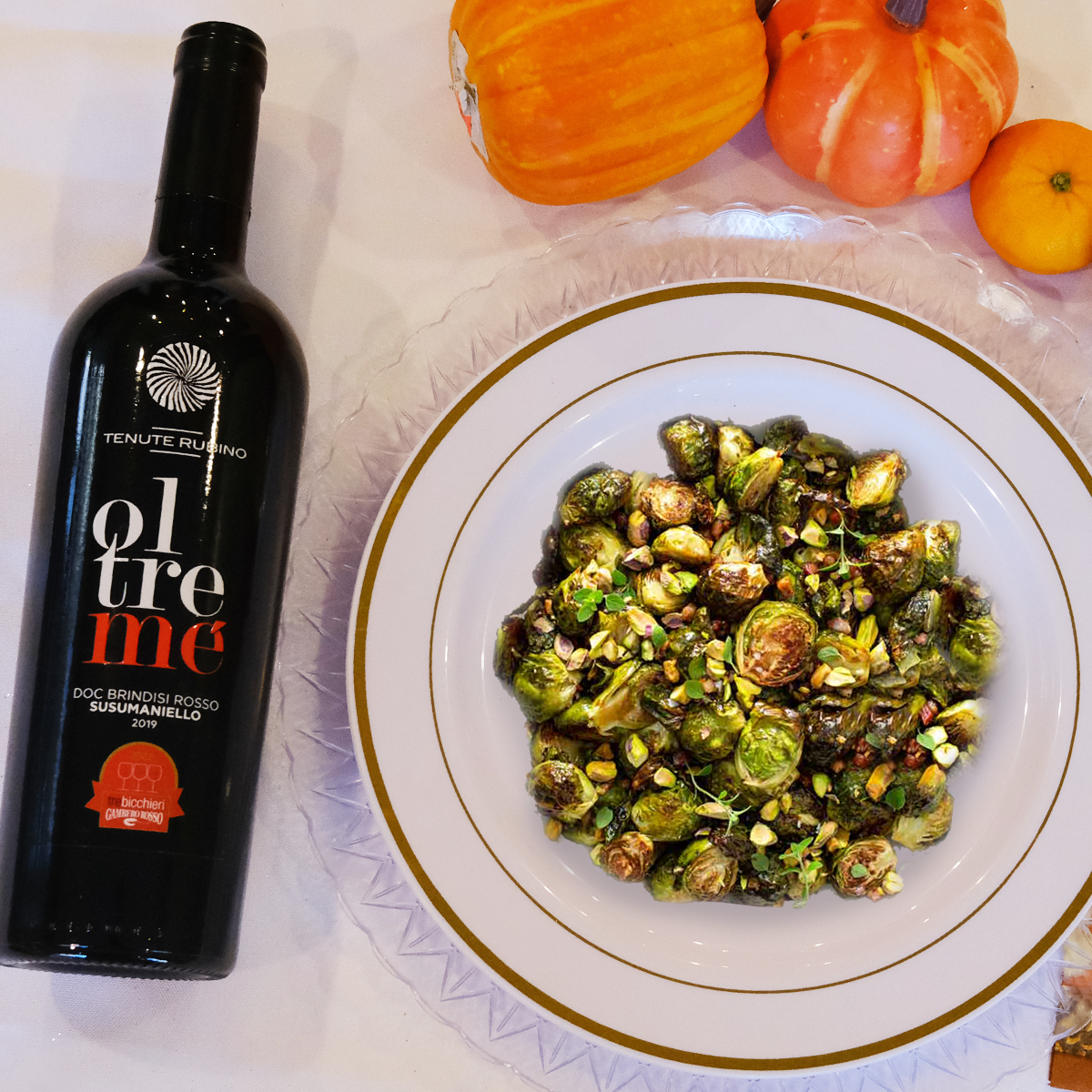Italian Brussels Sprouts + Oltreme' Rosso DOC Brindisi Rosso Susumaniello
